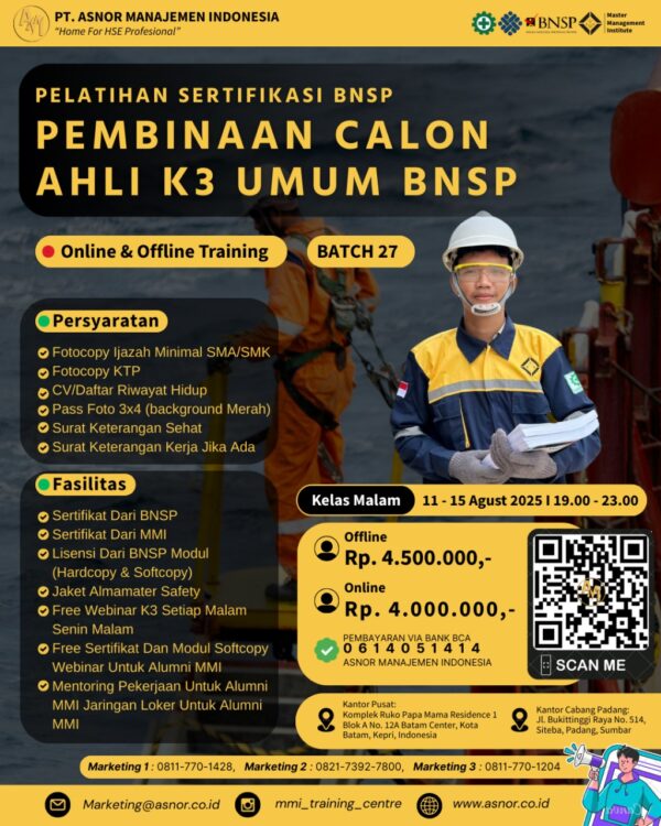 AHLI K3 UMUM BNSP CERTIFICATE (MIN SMA/SMK) – AGUSTUS 2025 - ASNOR ...