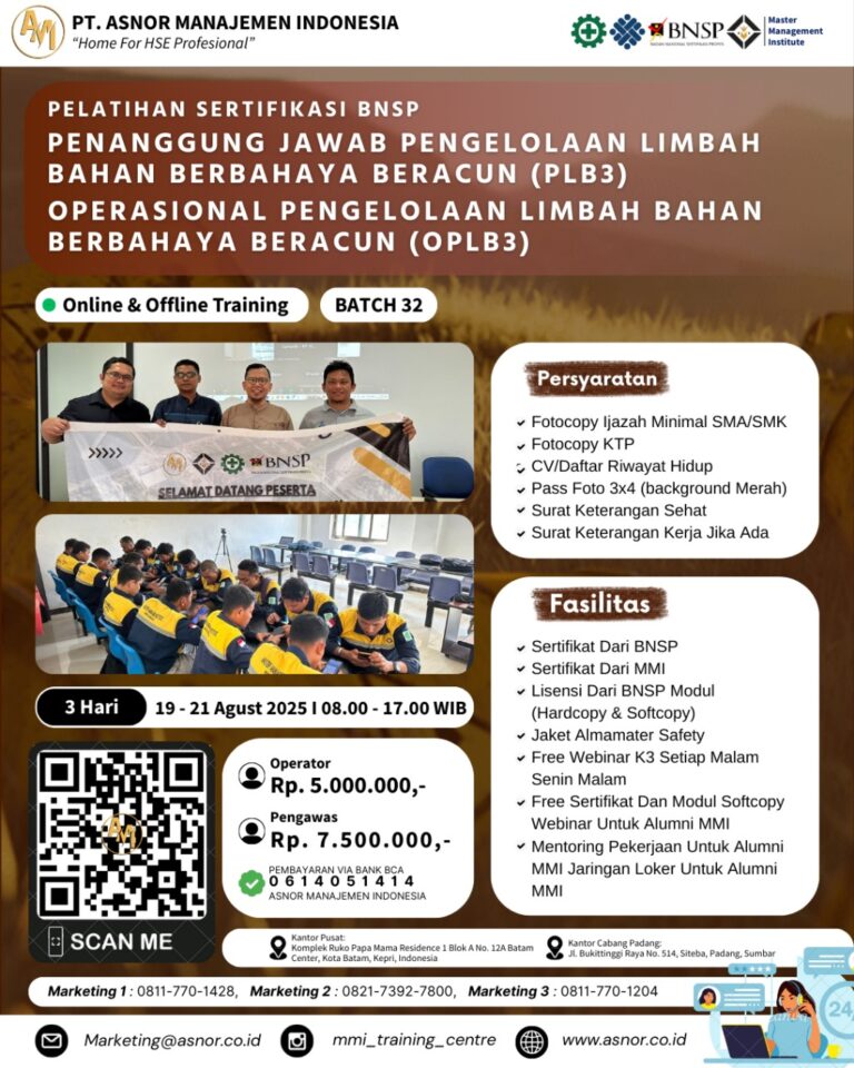 PLB3 & OPLB3 Training – BNSP Certificate – AGUSTUS 2025 - ASNOR - Home ...