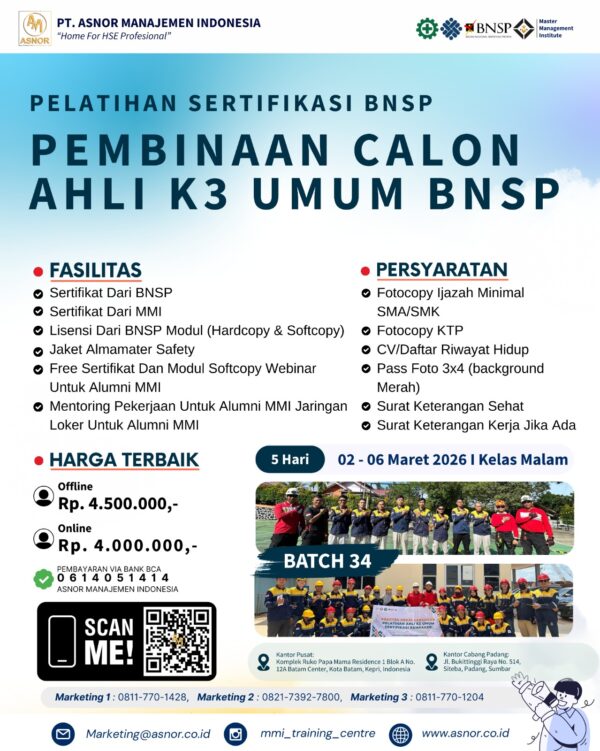 AHLI K3 UMUM BNSP CERTIFICATE (MIN SMA/SMK) – MARET 2026 - ASNOR - Home ...