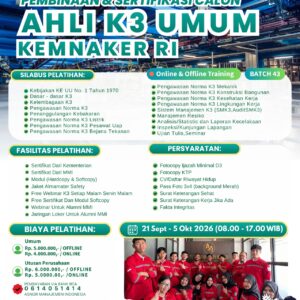 A. AHLI K3 UMUM (AK3 UMUM)- SERTIFIKASI KEMNAKER RI - SEPTEMBER 2026